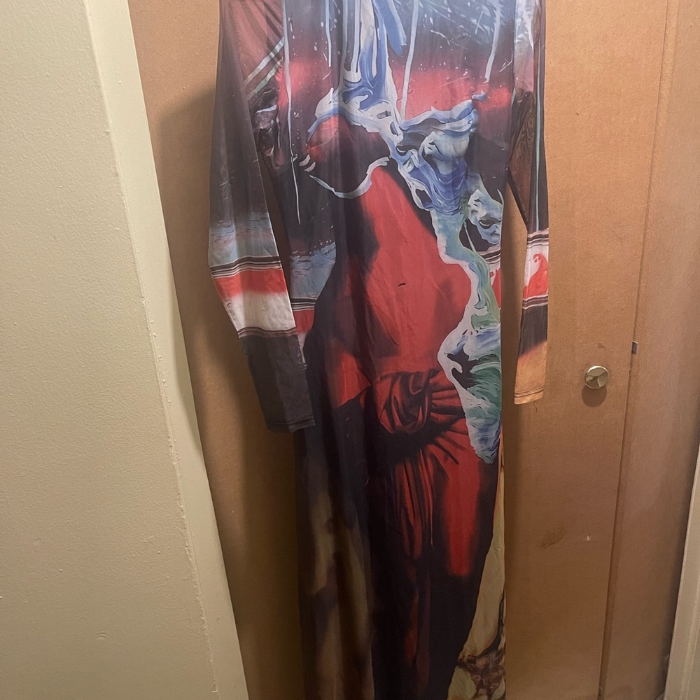 Colorful Long Sleeve Maxi Dress
